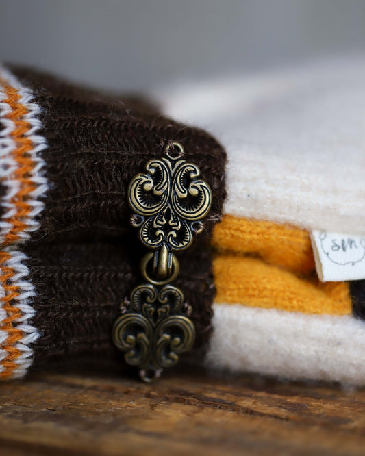 Cream, Brown, & Gold Mitts