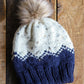 Reversible Adult Toque, Navy and Ivory