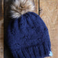 Reversible Adult Toque, Navy and Ivory