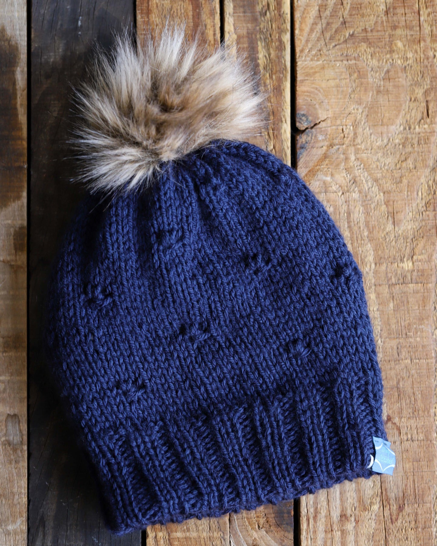 Reversible Adult Toque, Navy and Ivory