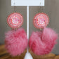 Pink Sparkly Earrings with Pink Puffball