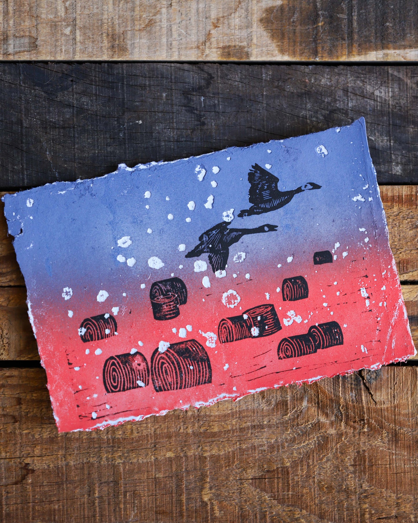 Geese & Bales Print (Purple/Red)