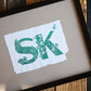 Framed Green "SK" Print