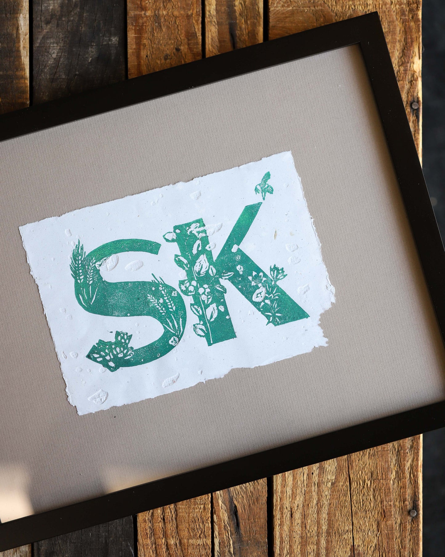 Framed Green "SK" Print