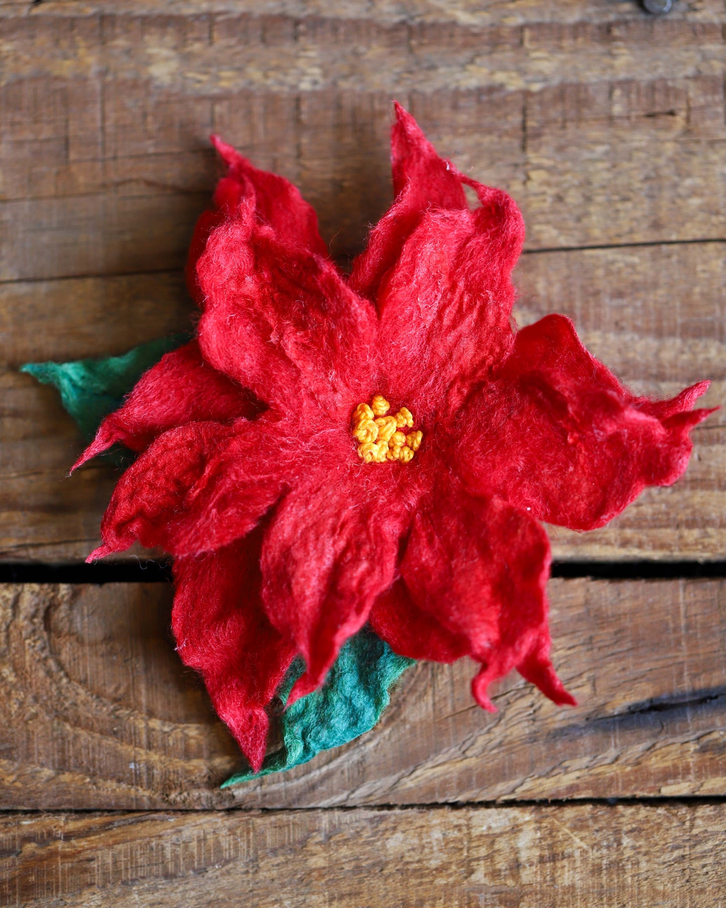 Felted Poinsettia Pin