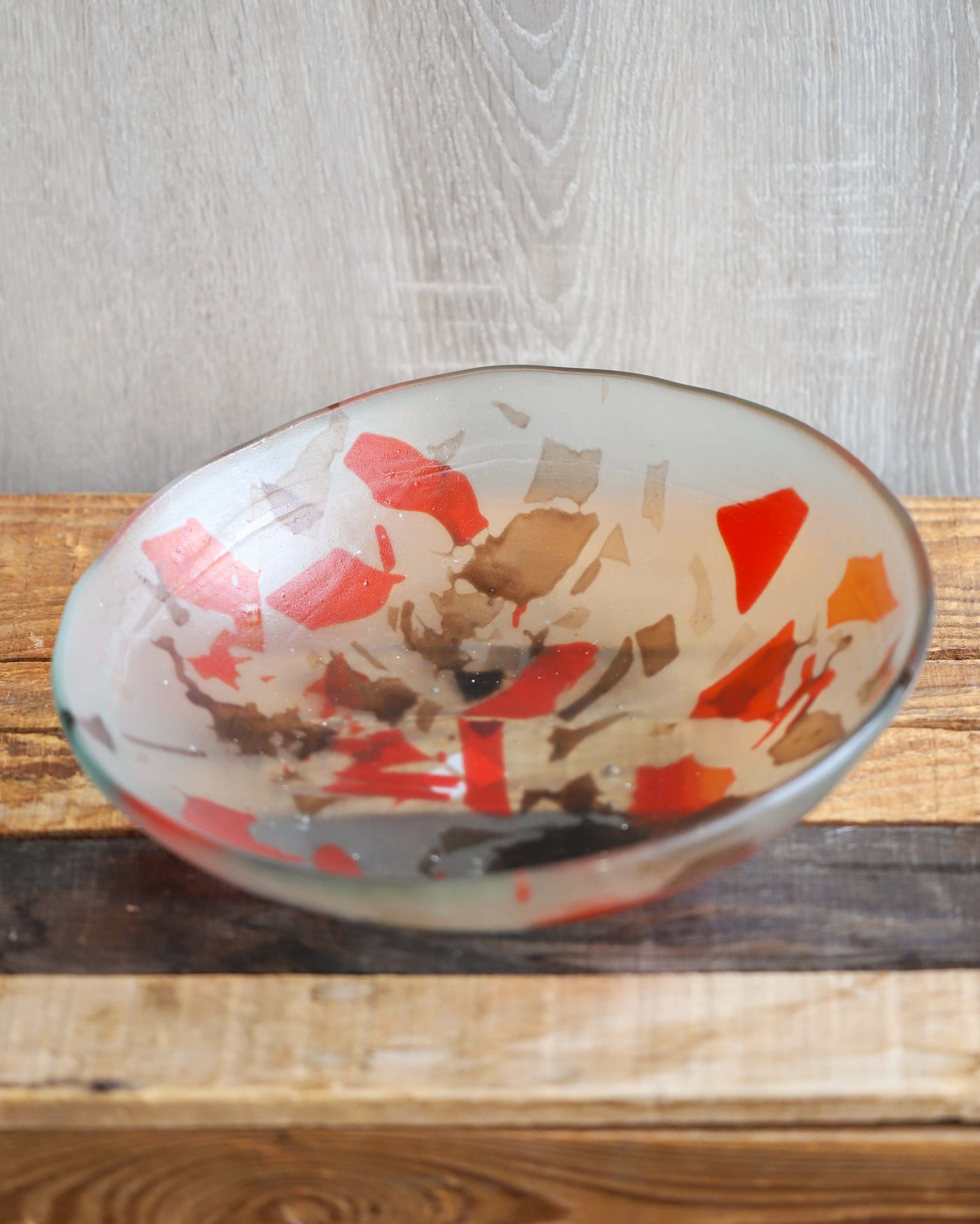 Orange & Brown Glass Bowl