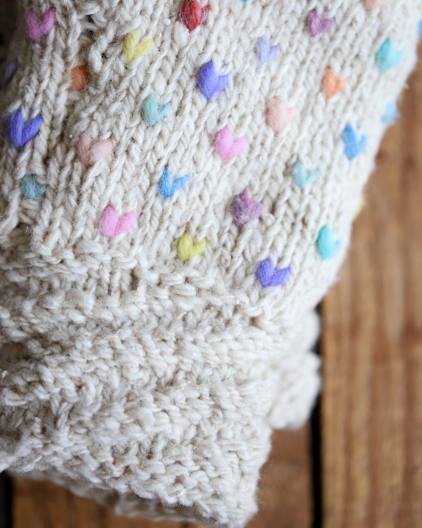 White & Multicolour Thrummed Mitts