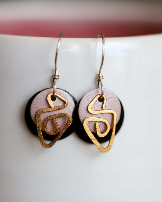 Black, Pink, & Gold Earrings