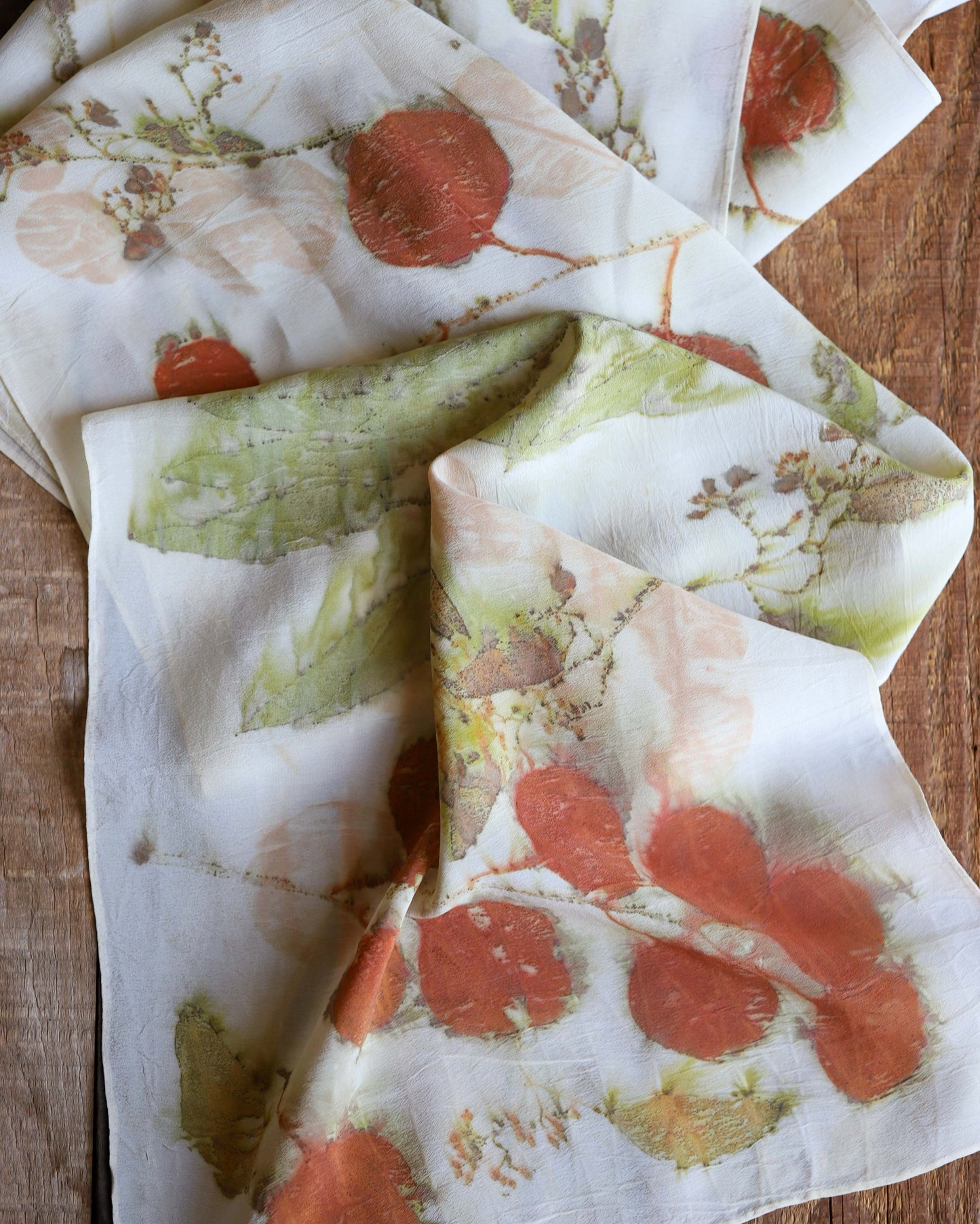 EcoPrinted Silk Crepe Scarf