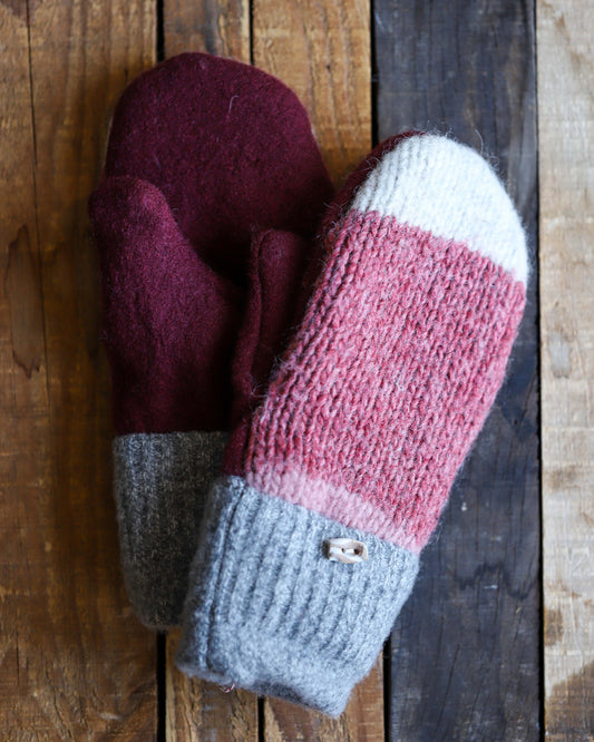 Recycled Burgundy Wool Mittens