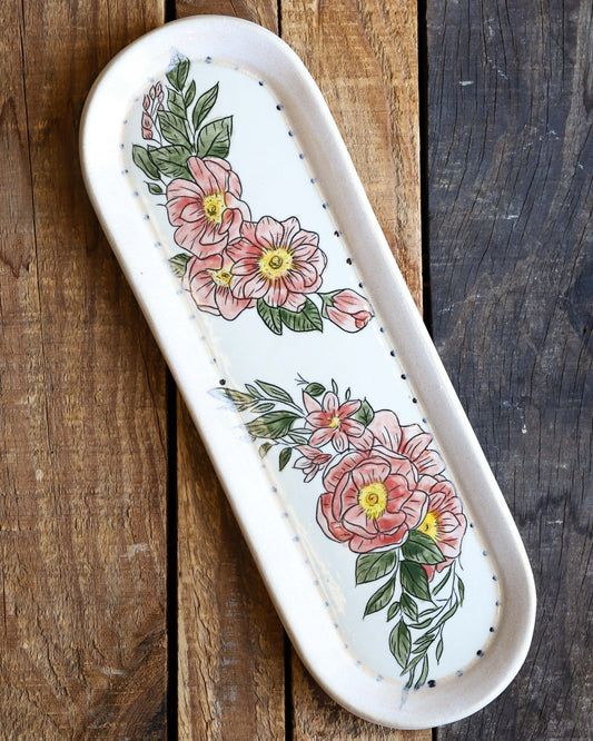 Oblong Floral Platter