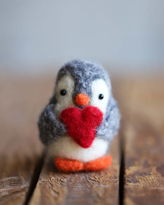 Valentine Penguin Holding Heart