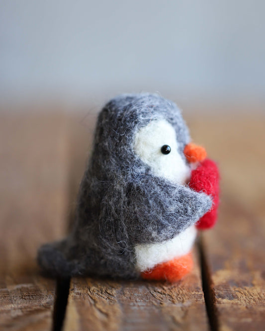 Valentine Penguin Holding Heart