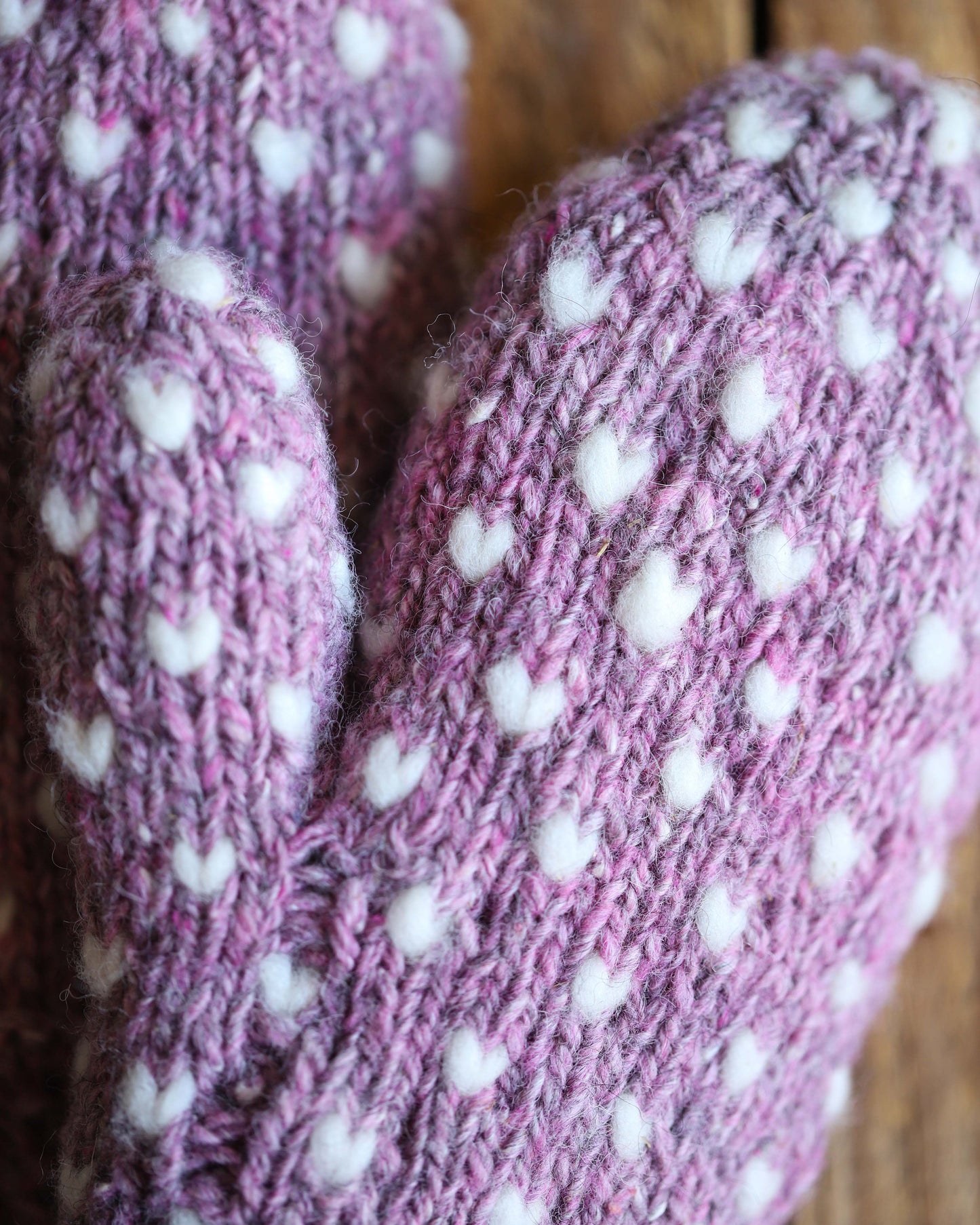 Magenta Thrummed Mittens