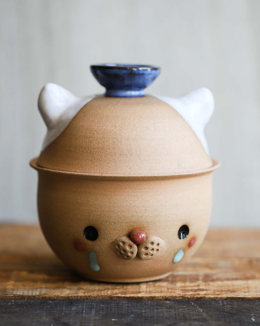 Light Brown Cat Two Bowls in One