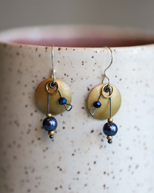 Gold and Blue Earrings