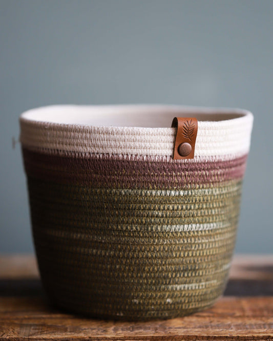 Dark Green & Natural Rope Basket