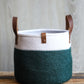 Large Green & White Rope Basket