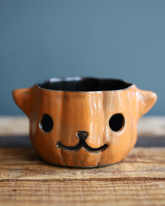 Pumpkin Cat Tealight Holder