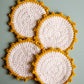 Crochet Coaster Set- Cream & Mustard