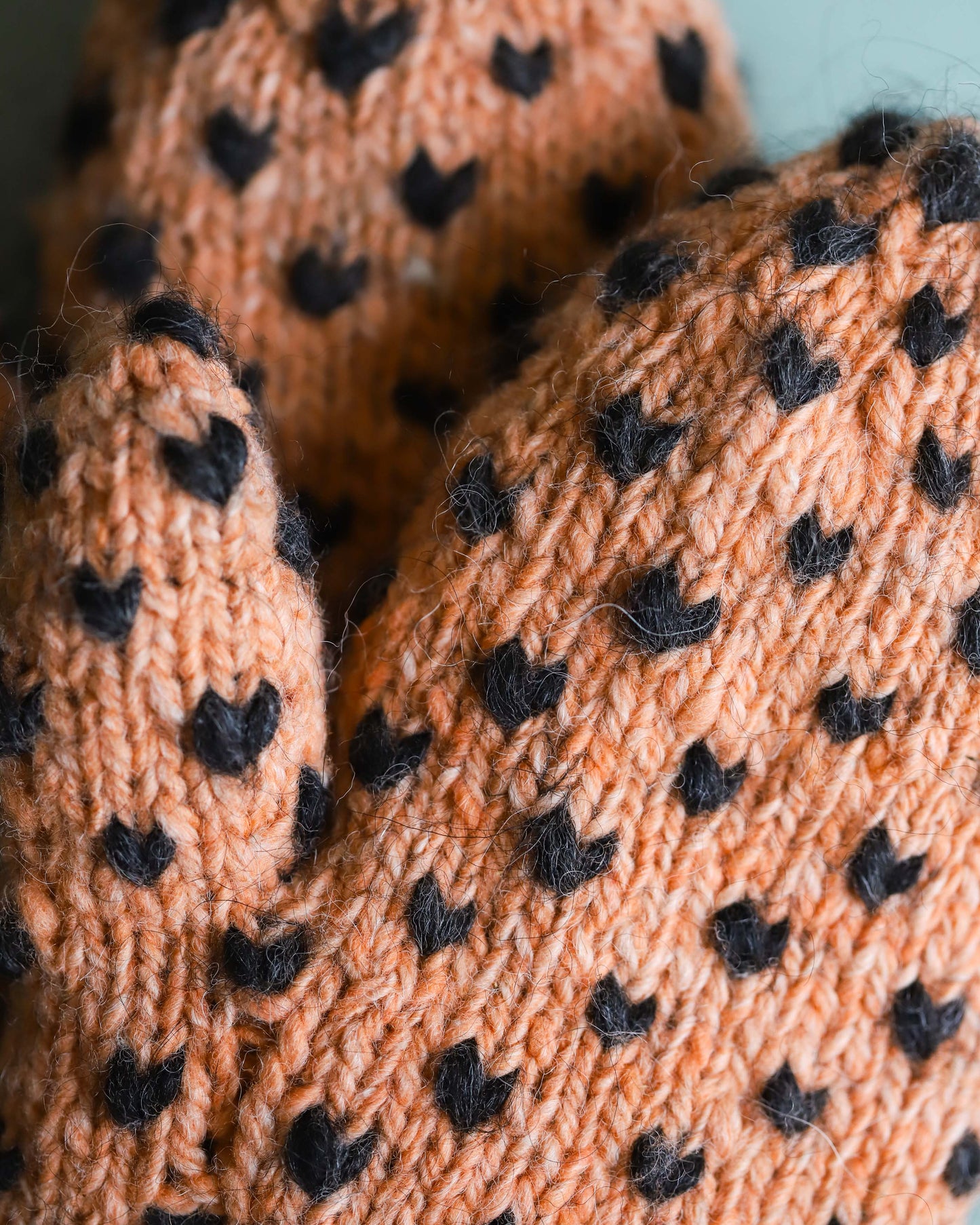 Orange & Charcoal Thrummed Mittens