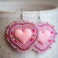 Beaded Pastel Pink Heart Earrings