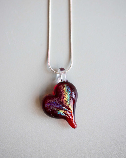 Shimmery Glass Heart Pendant