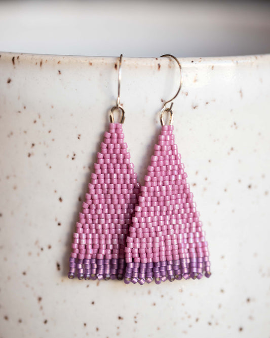 Lynn Fringe Beaded Earrings, Pink