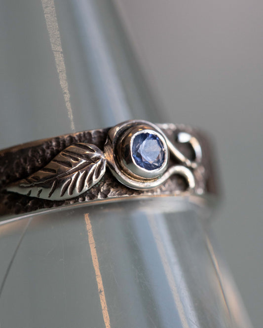 Sapphire Ring with Leaf Detail