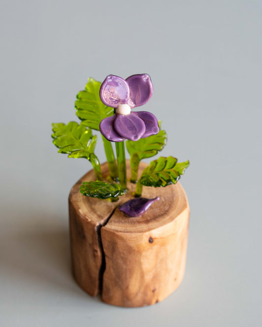 Single Purple Violet Glass Sculpture
