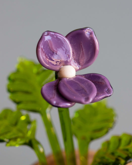 Single Purple Violet Glass Sculpture