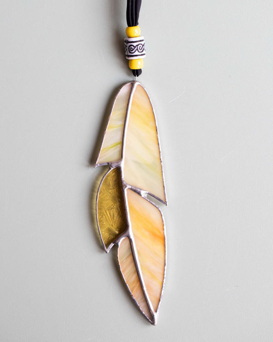 Small Stained Glass Feather - Yellow