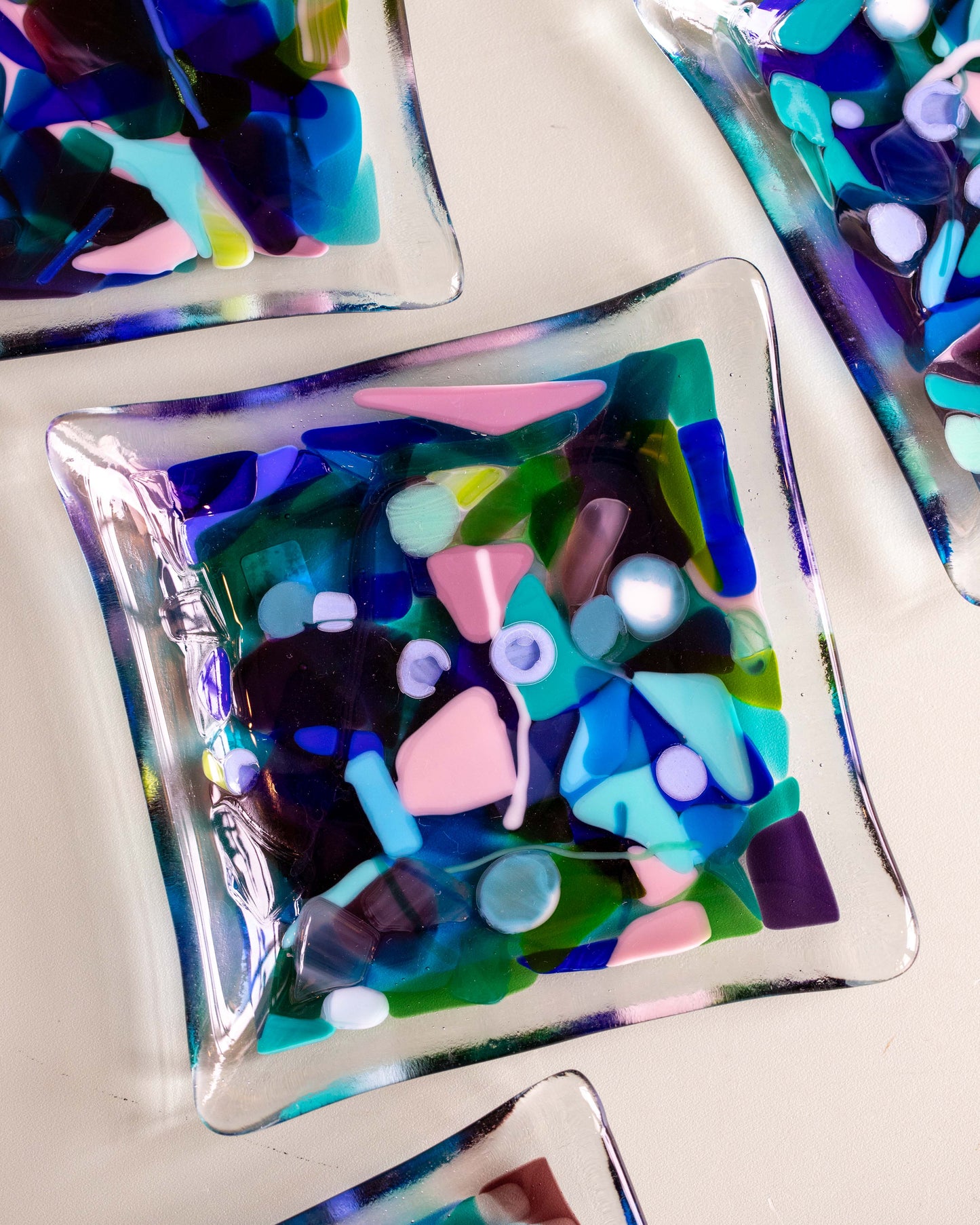 Square Glass Confetti Plate