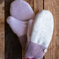 Mittens - SMALL -Grey/Pink/Lilac with Button