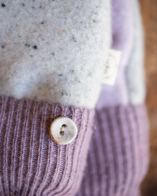 Mittens - SMALL -Grey/Pink/Lilac with Button