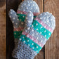 Thrummed Mittens - Teal & Pink