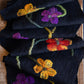 Black Nuno Felted Floral Scarf
