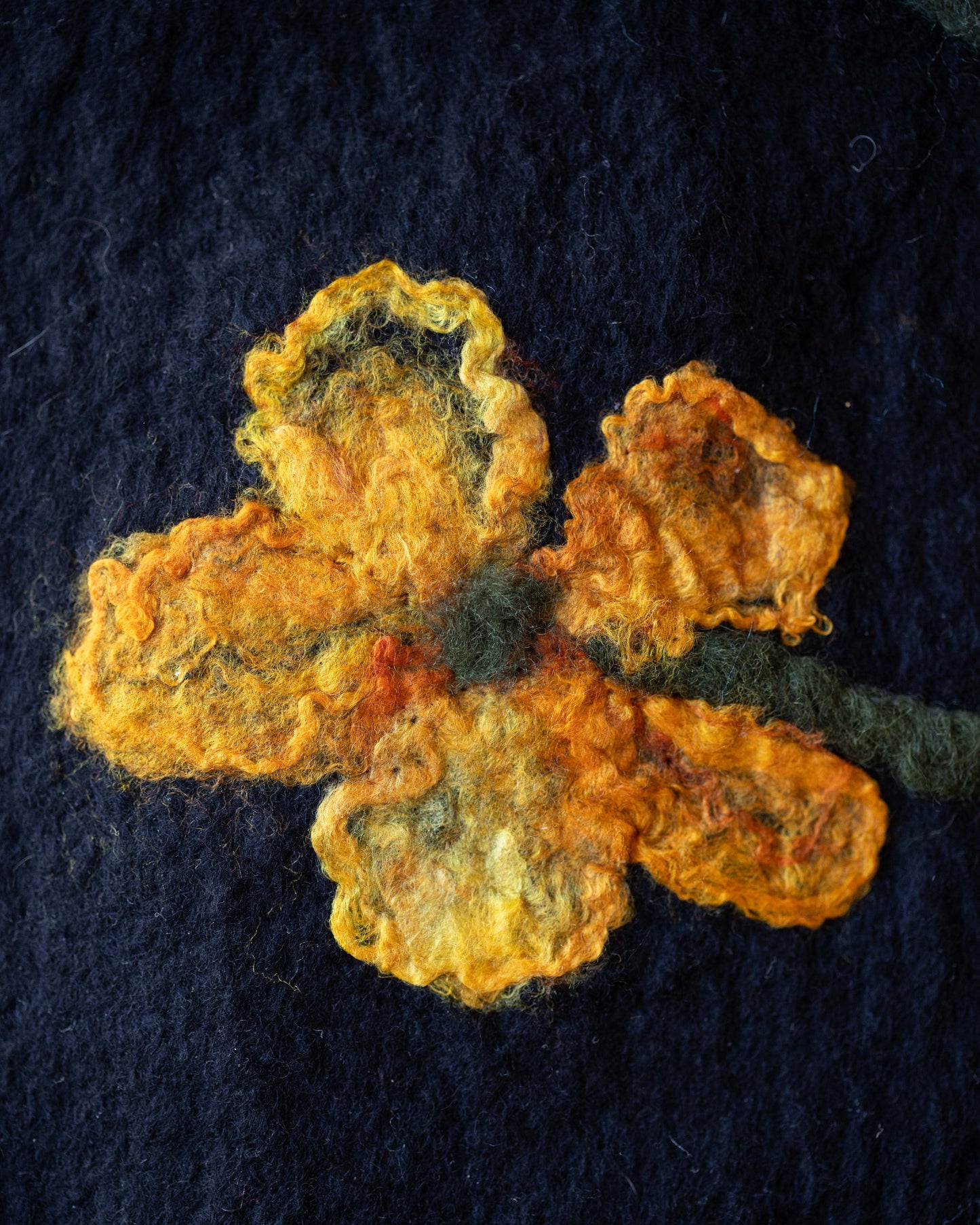 Black Nuno Felted Floral Scarf