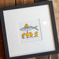 Fish and Chicks Framed Lino Cut