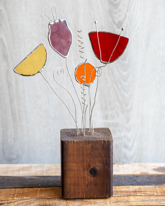 Stained Glass Flower Sculpture
