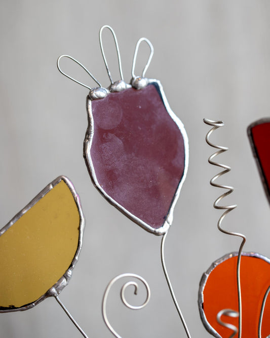 Stained Glass Flower Sculpture