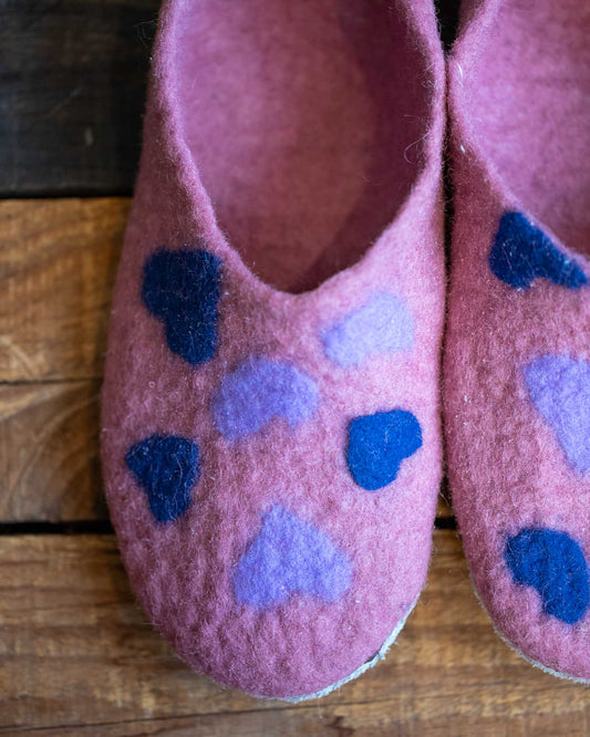 Pink Felted Slippers