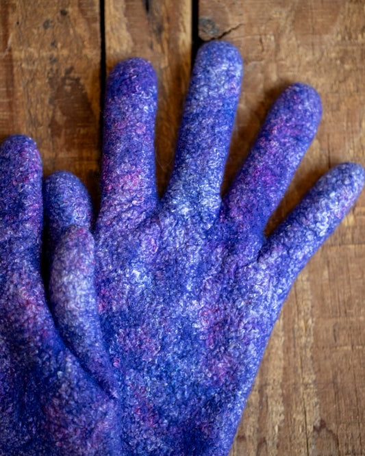Purple Felted Gloves