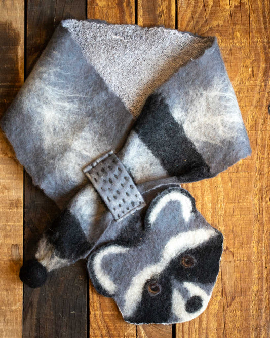 Felted Raccoon Scarf