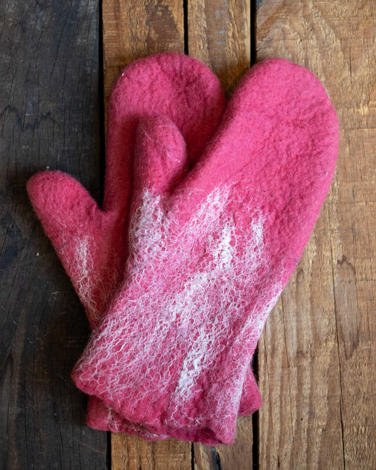 Pink Felted Mittens