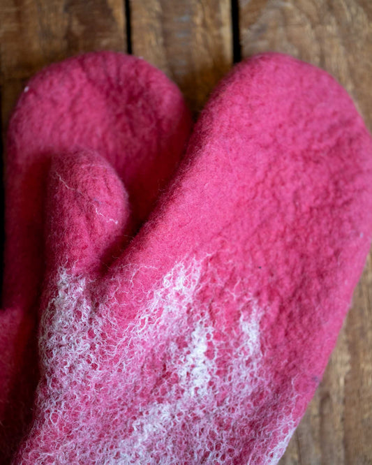 Pink Felted Mittens