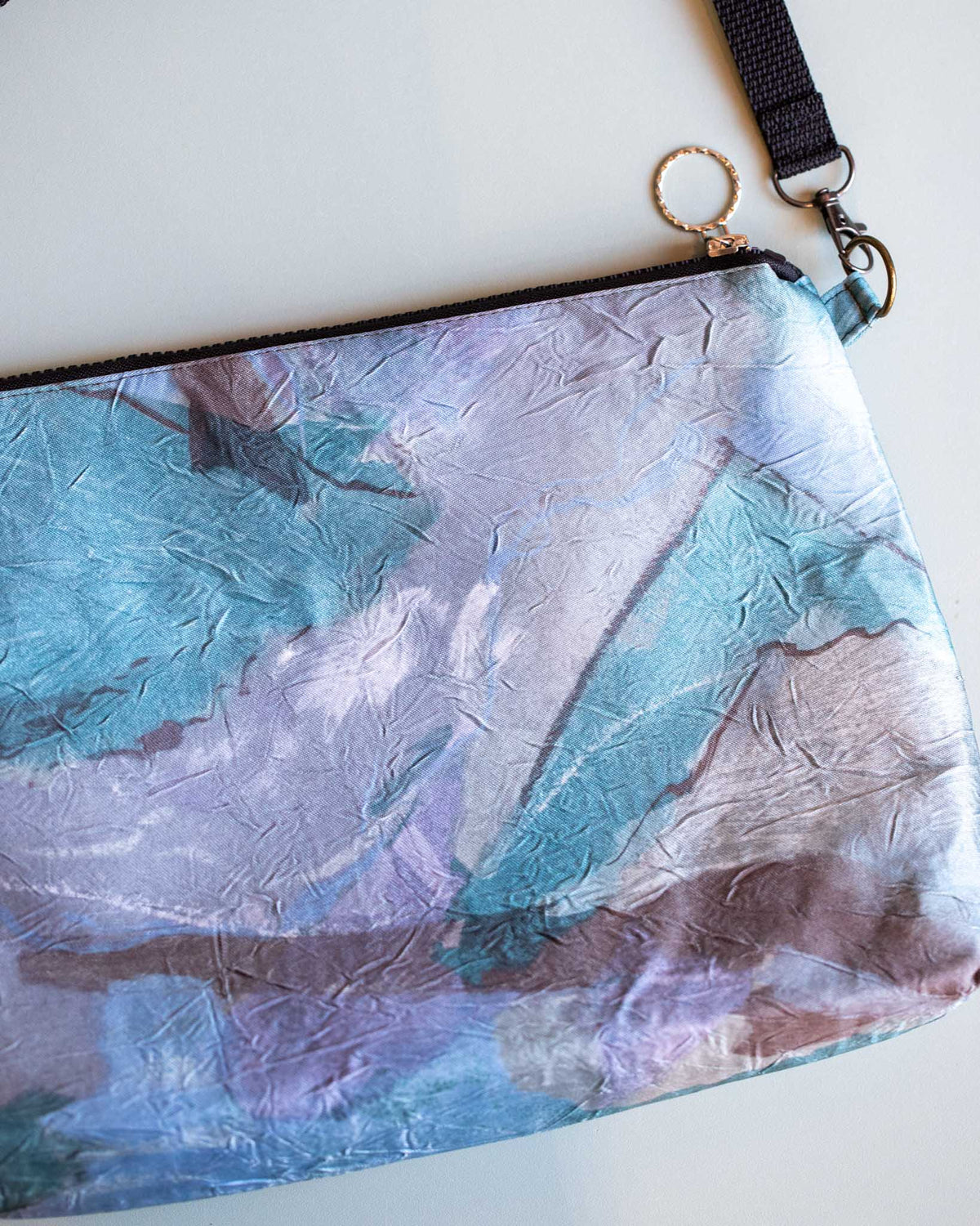 Blue Purse with Rainbow Heart Zipper