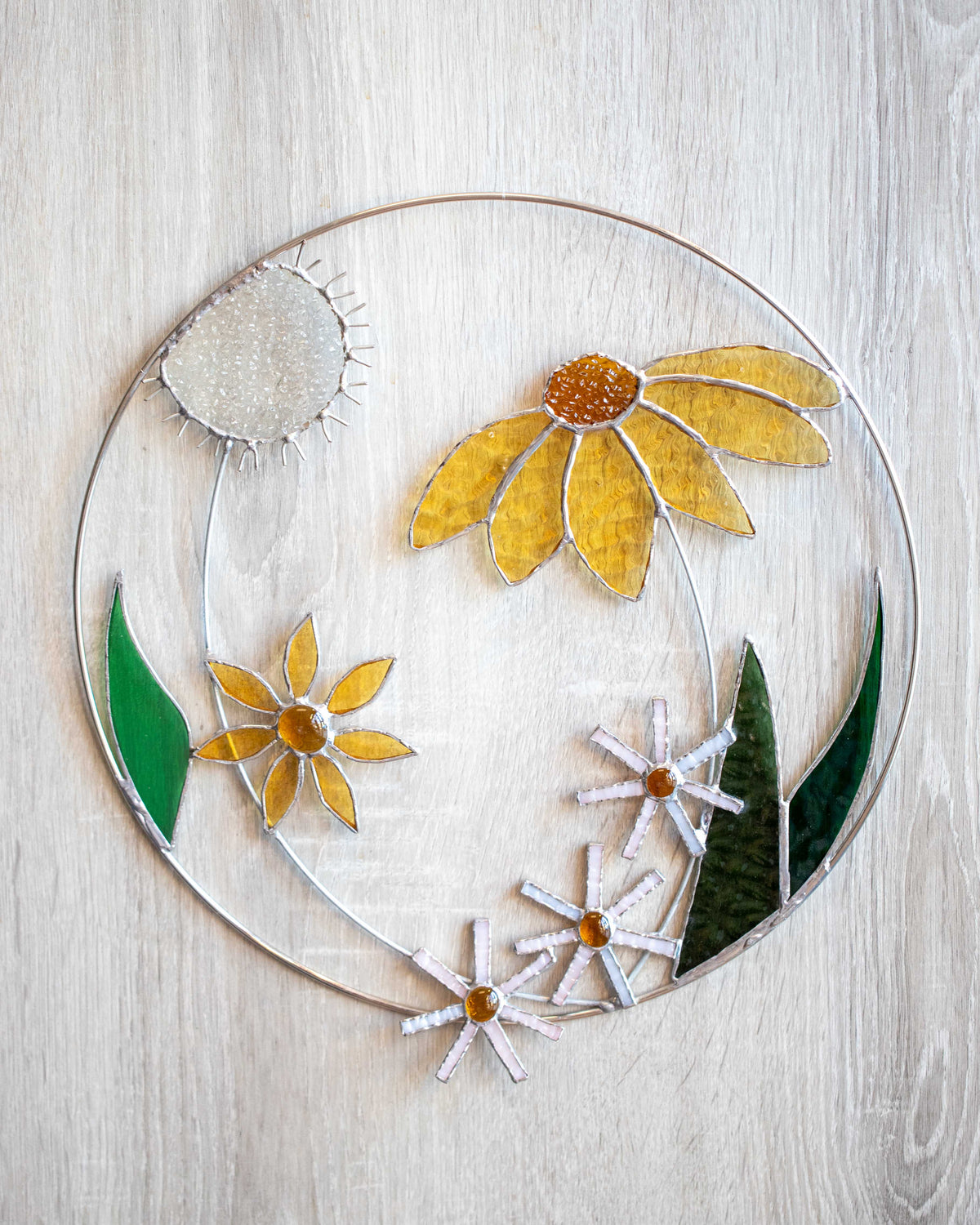 Prairie Floral Glass Hoop- Yellow