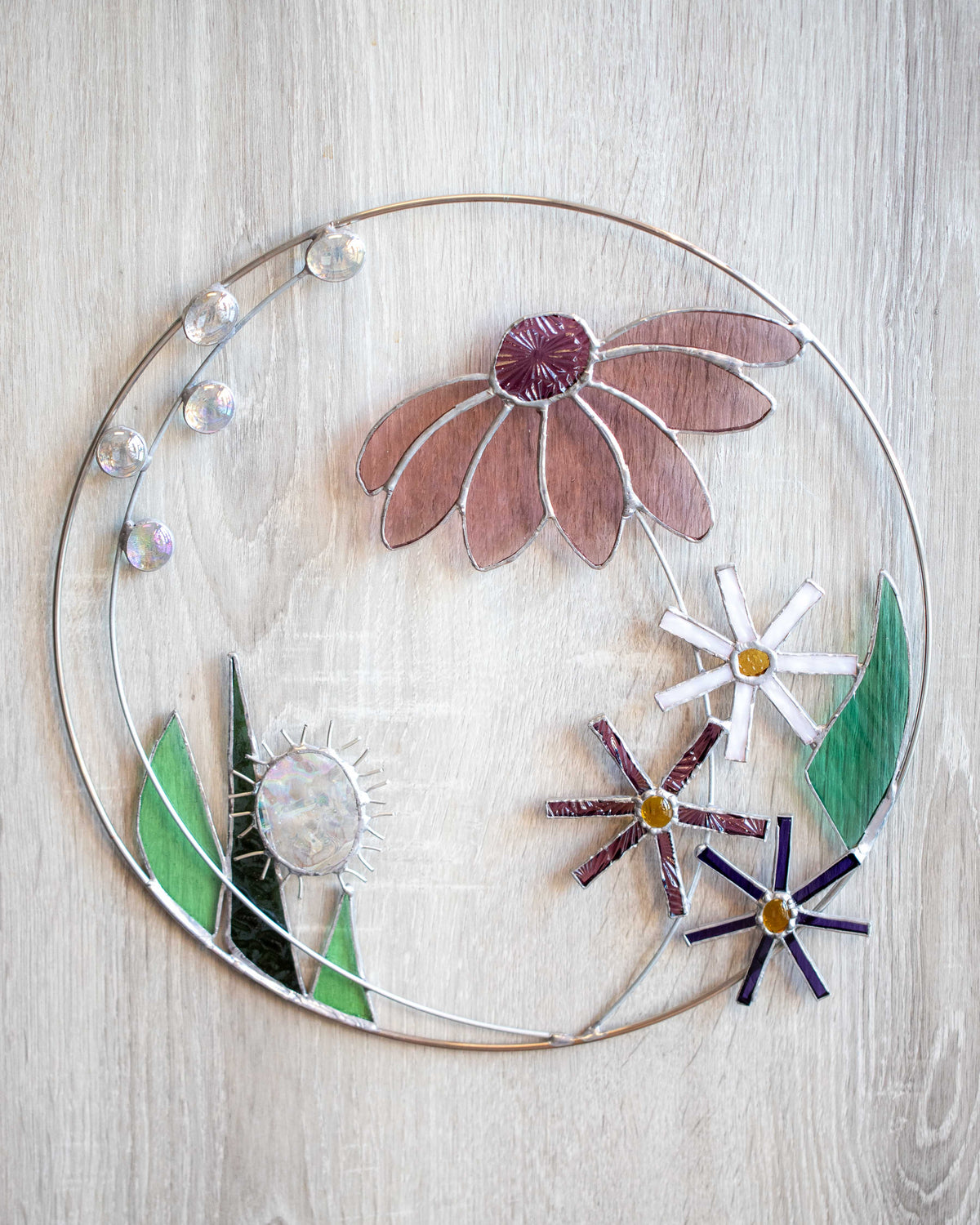 Prairie Floral Glass Hoop- Light Purple