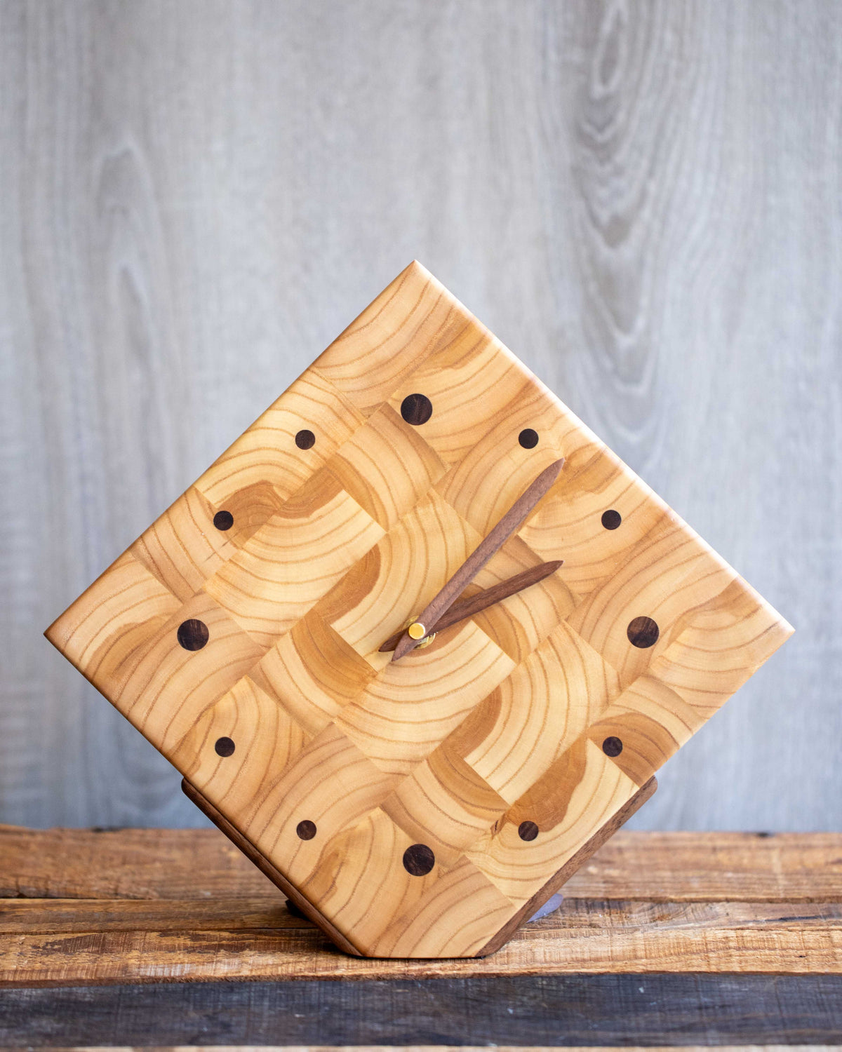 Square Mantle Clock - End Grain Local Elm
